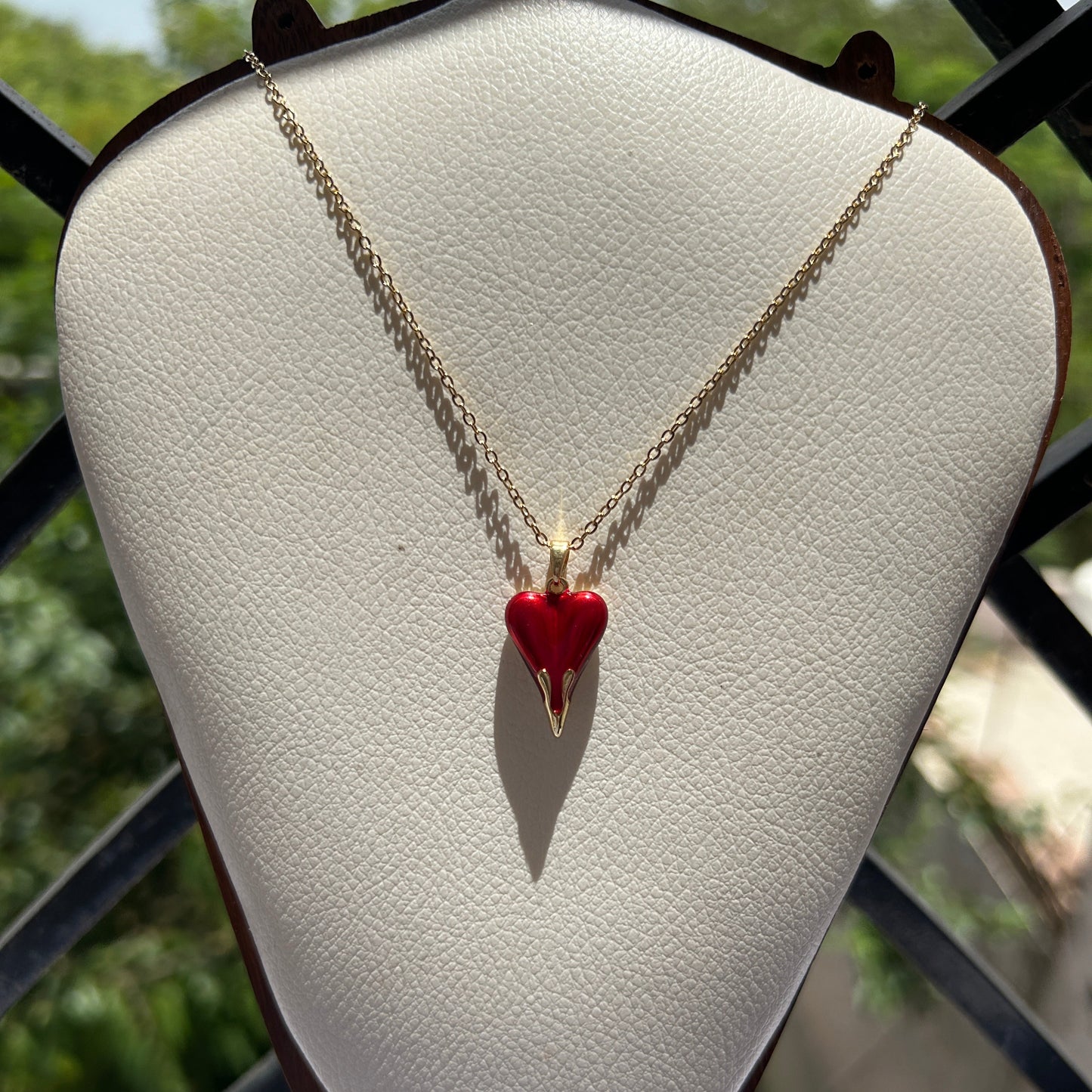 Ruby Red Heart Necklace