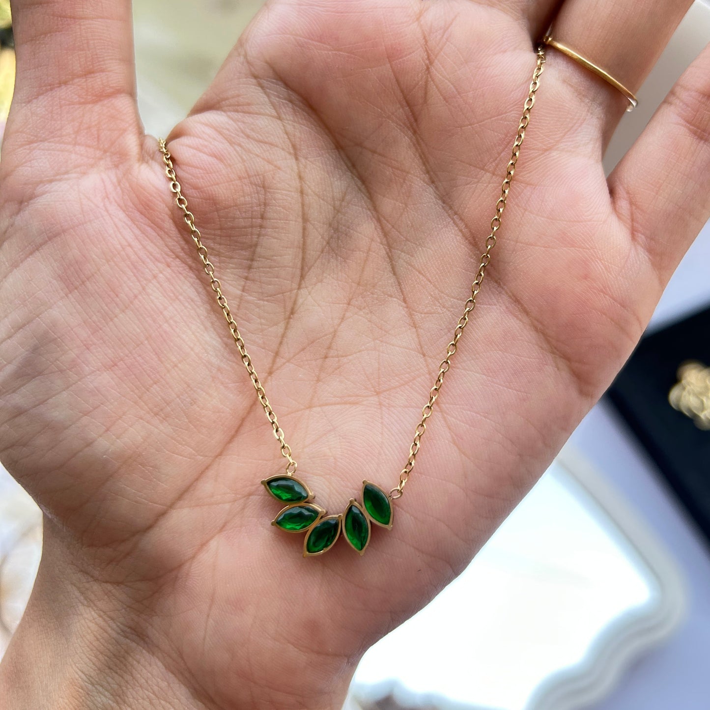 Emerald Leaf Necklace