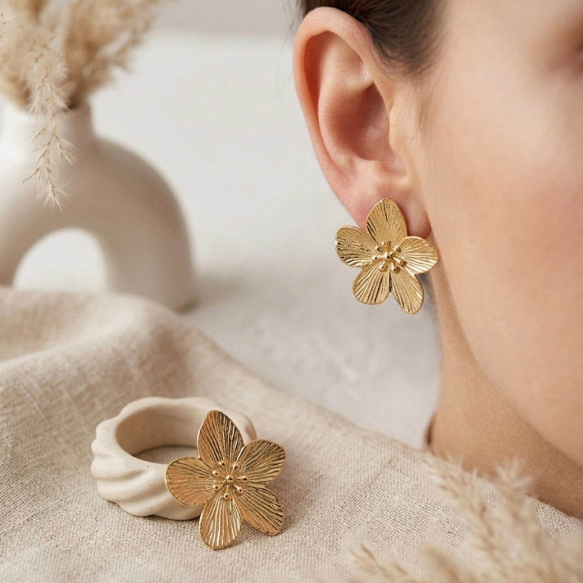 Textured Flower Studs