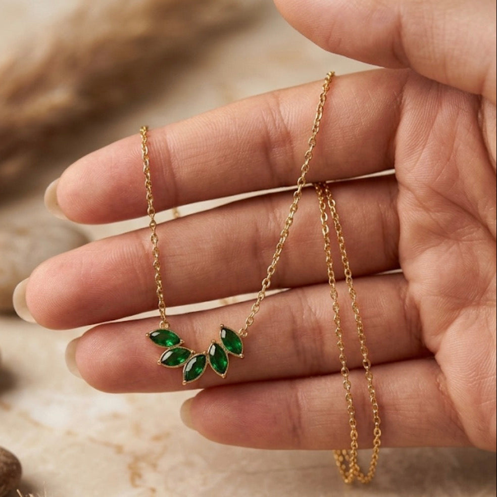 Emerald Leaf Necklace