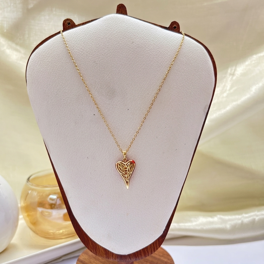 Ruby Red Heart Necklace