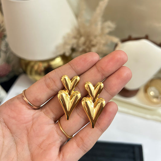 Elongated Heart Studs