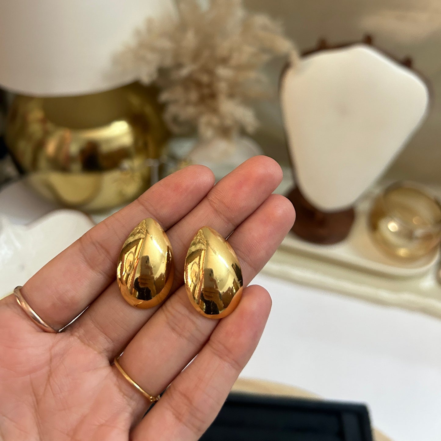 Puffy Teardrop Studs