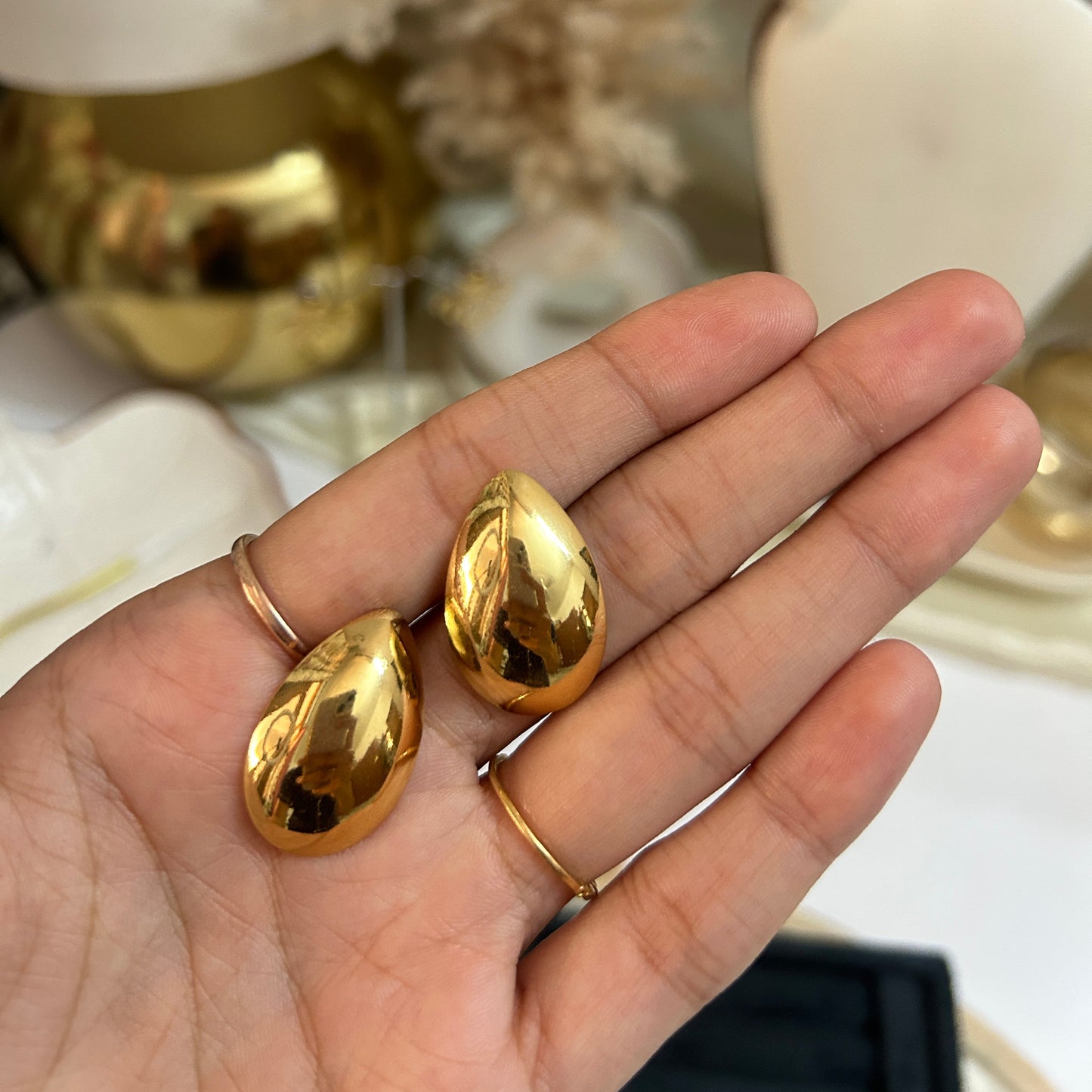 Puffy Teardrop Studs